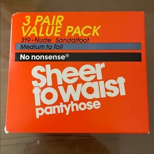 Vintage no nonsense 3 pair pack sheer to waist pantyhose sheer toe nude med/tall